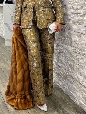 Banana Republic Éclat Brocade Floral Pants Metallic Jacquard Wide Leg 12